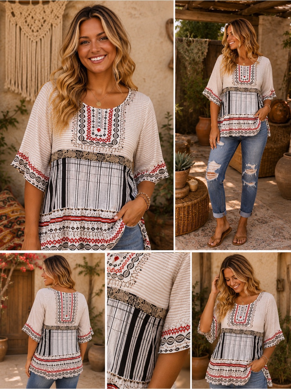 FASHION FUSE- Name Of The Game Women's Pleated Short Sleeve Tunic Top